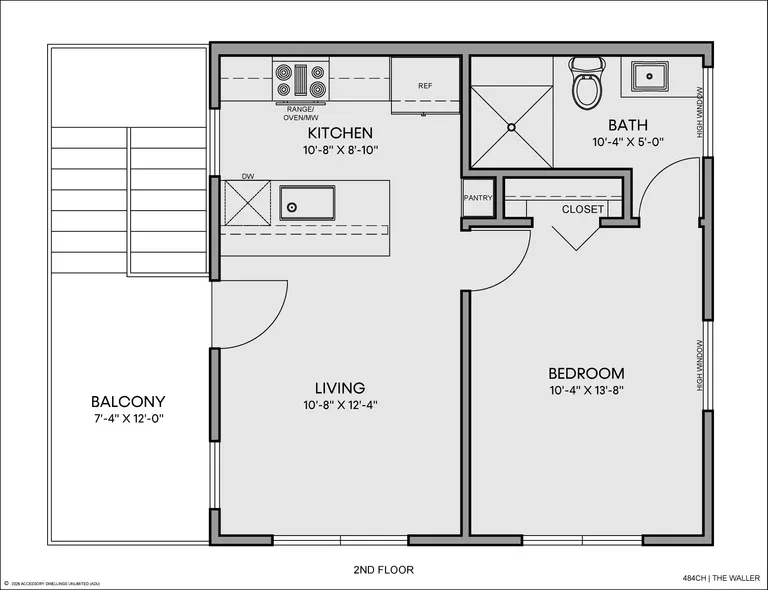 The Waller floorplan, unit above